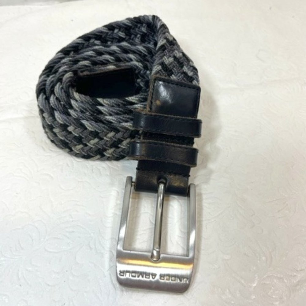 Under Armour Men's Braided Elastic Stretch Woven Golf Belt Steel Gray 47"